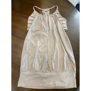 Lululemon No Limits Tank Top Grey Stripe Mesh Built In Bra Size 4
